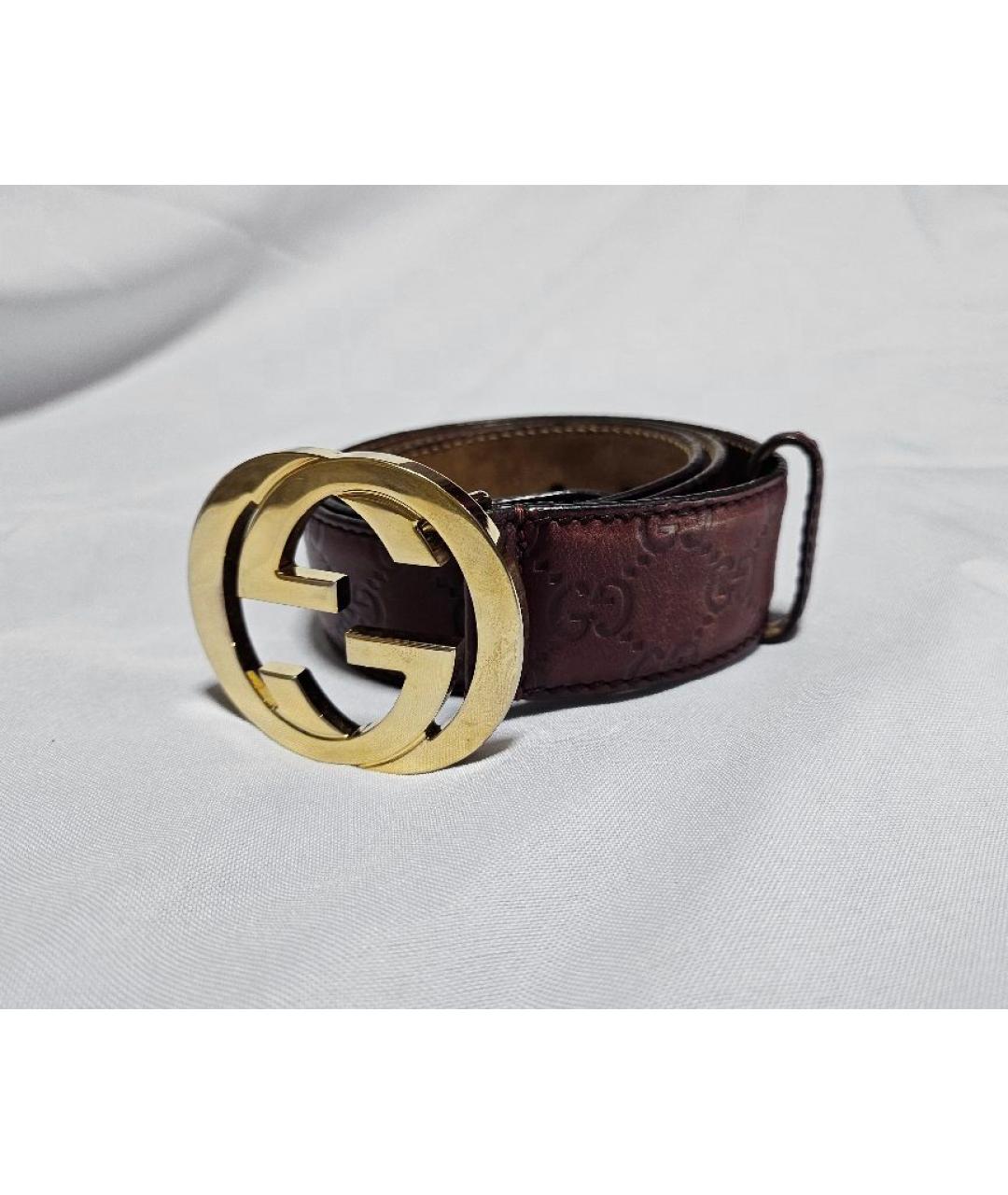 GUCCI Бордовый кожаный ремень, фото 9