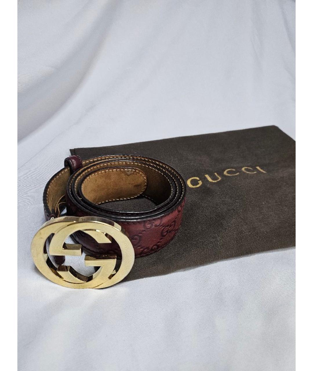 GUCCI Бордовый кожаный ремень, фото 8