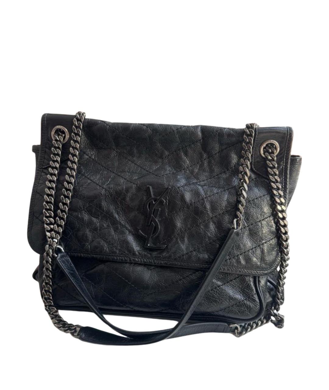 SAINT LAURENT Черная кожаная сумка через плечо, фото 1