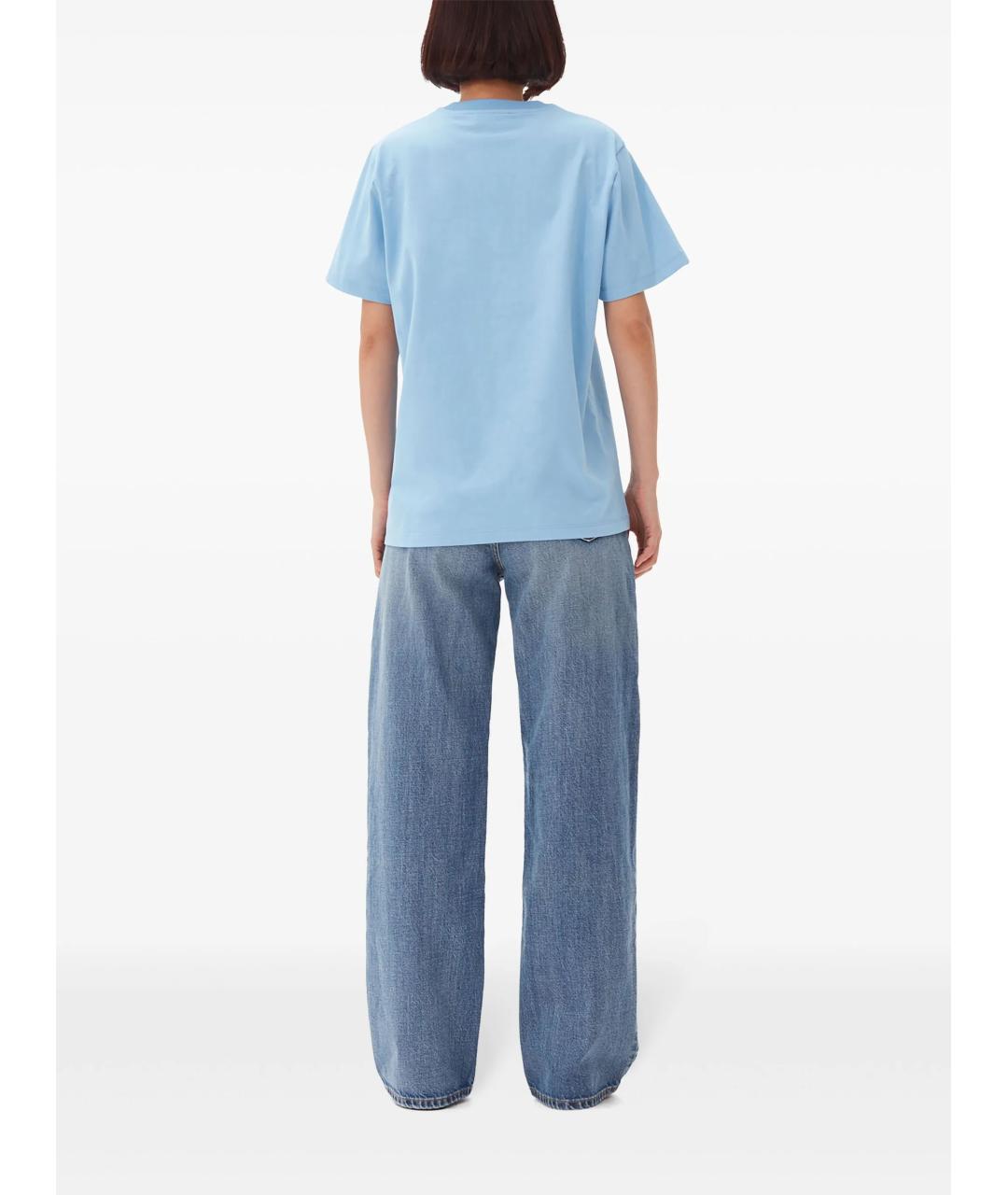 GANNI Голубая хлопковая футболка, фото 4
