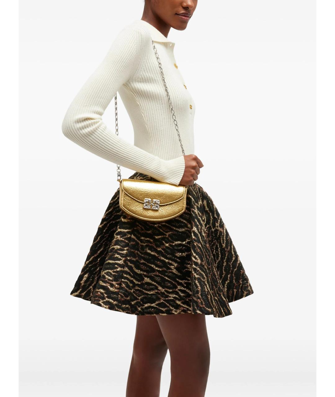 GANNI Золотая сумка через плечо из искусственной кожи, фото 2