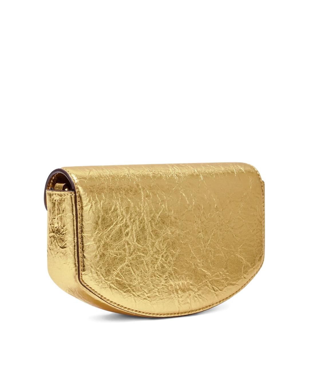 GANNI Золотая сумка через плечо из искусственной кожи, фото 3
