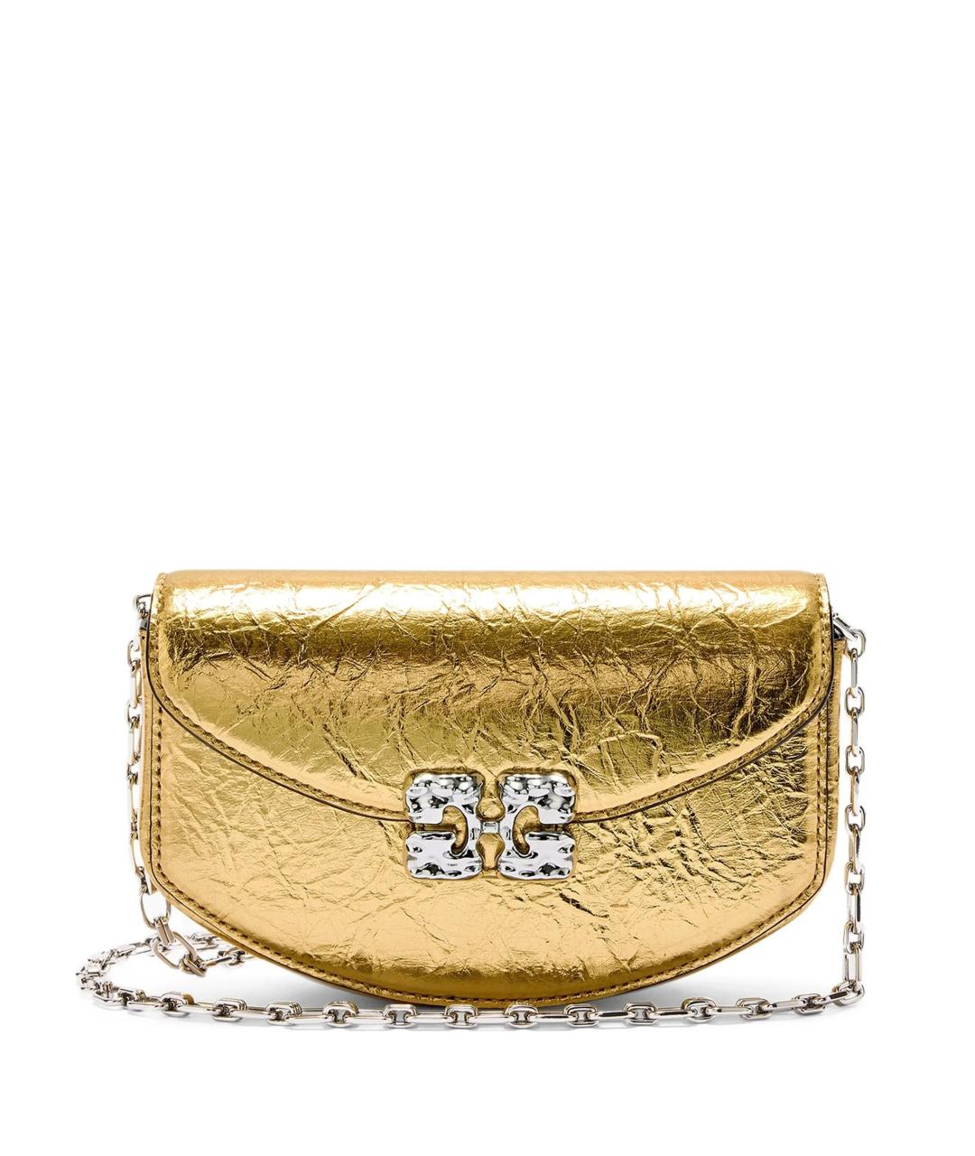 GANNI Золотая сумка через плечо из искусственной кожи, фото 1