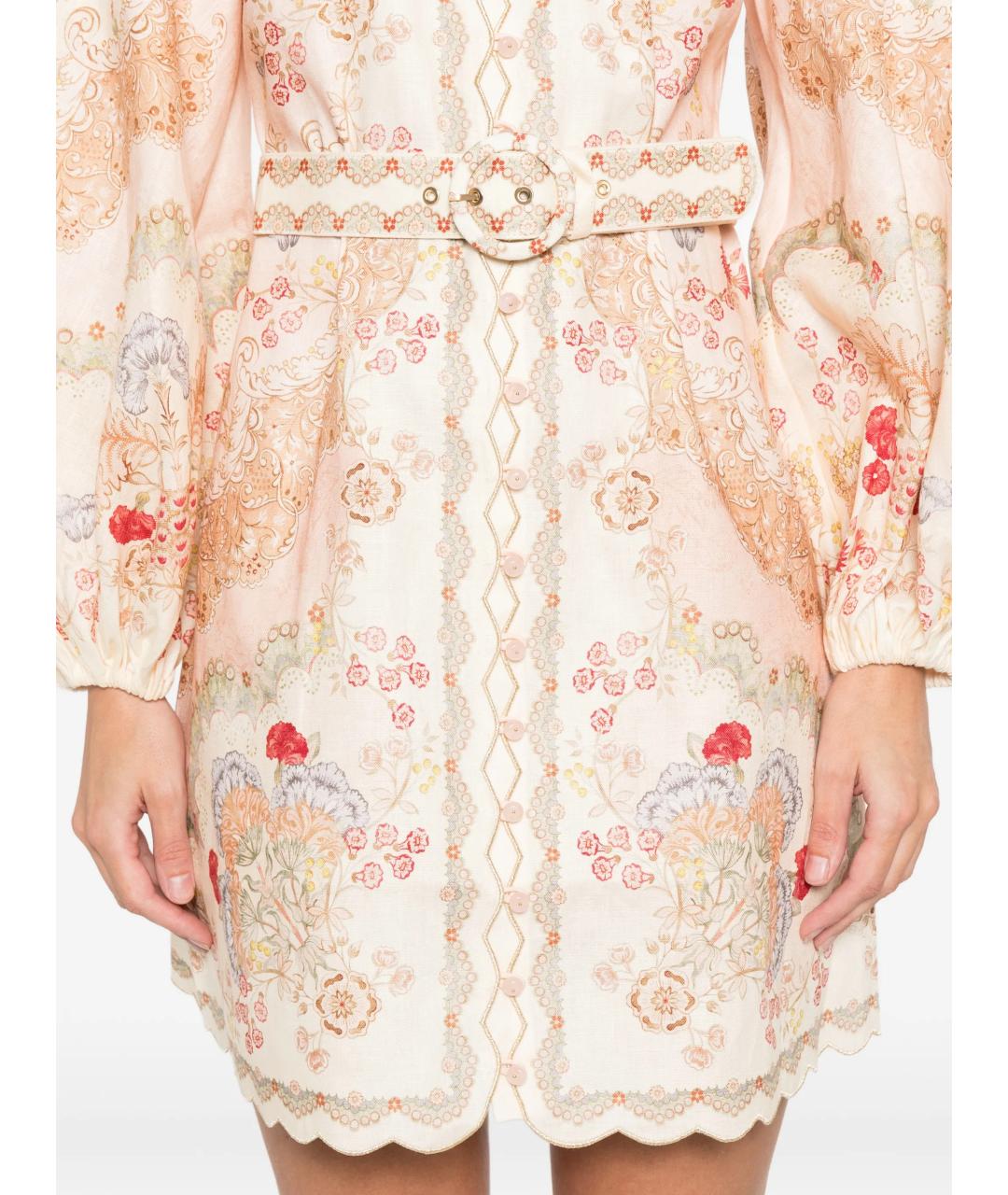 ZIMMERMANN Мульти льняное коктейльное платье, фото 5