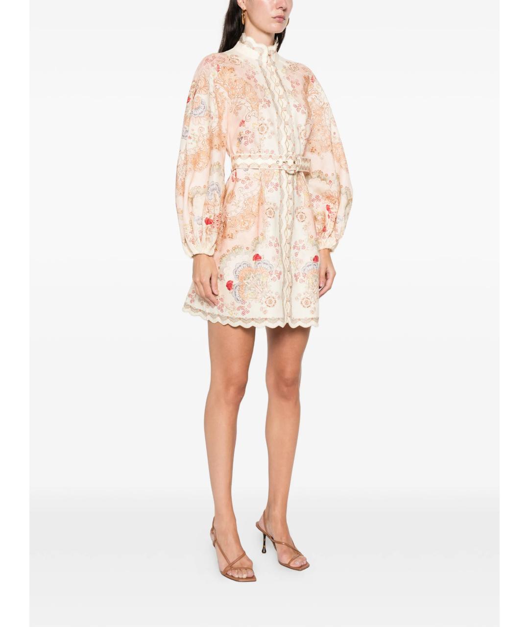 ZIMMERMANN Мульти льняное коктейльное платье, фото 3