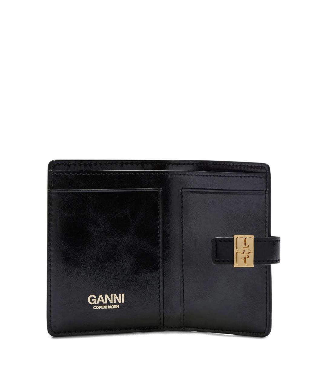 GANNI Черный кожаный кошелек, фото 3