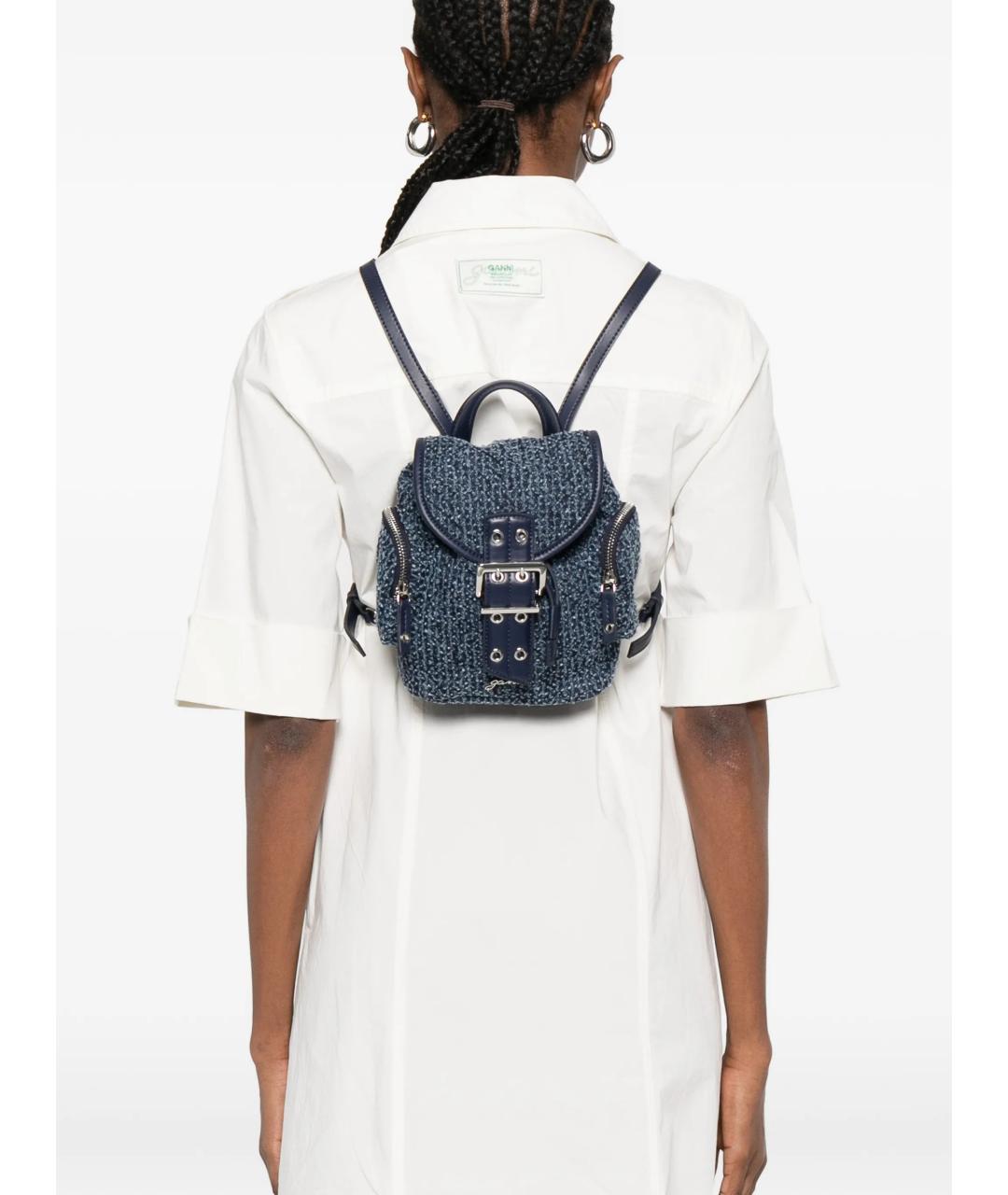 GANNI Синий тканевый рюкзак, фото 2