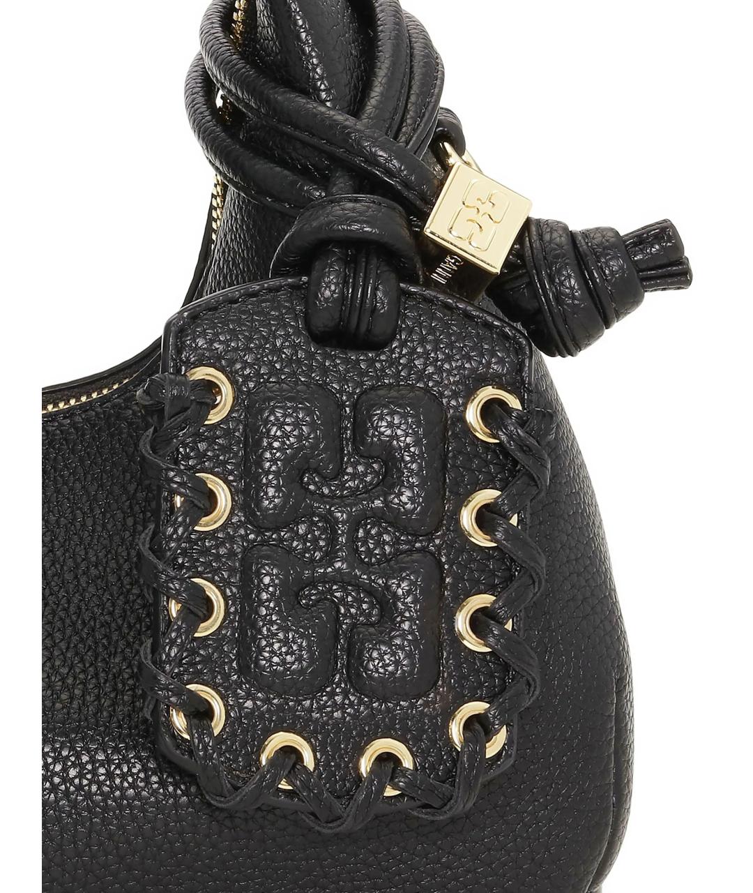 GANNI Черная кожаная сумка через плечо, фото 5