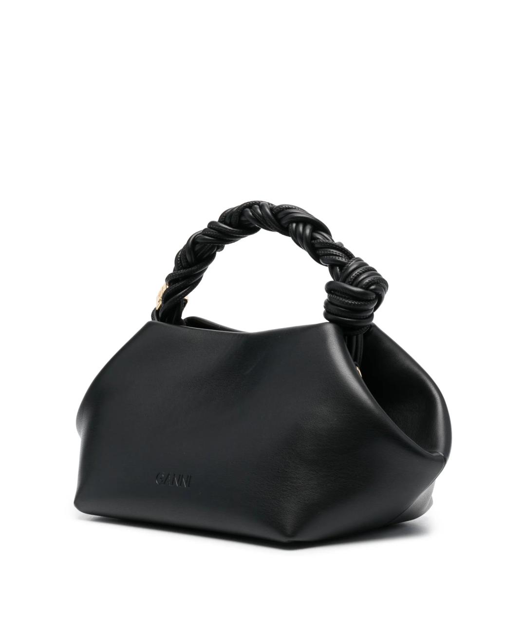 GANNI Черная кожаная сумка с короткими ручками, фото 4