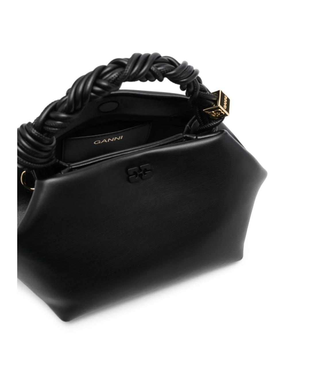 GANNI Черная кожаная сумка с короткими ручками, фото 6