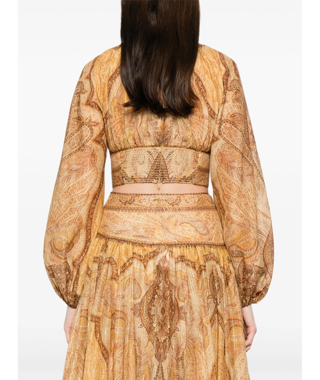 ZIMMERMANN Коричневая хлопковая блузы, фото 4