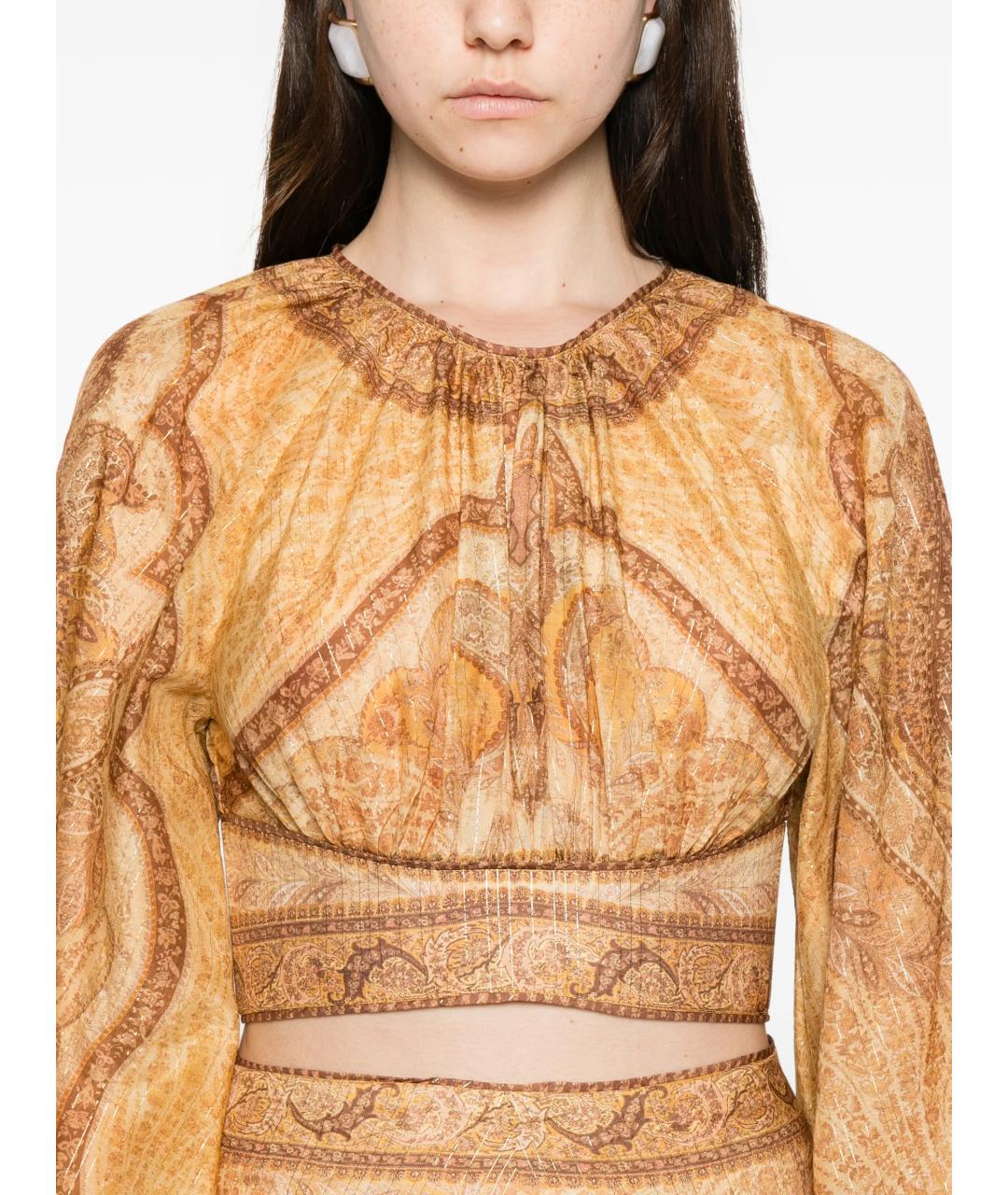 ZIMMERMANN Коричневая хлопковая блузы, фото 5