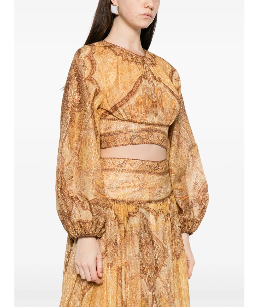 ZIMMERMANN Коричневая хлопковая блузы, фото 3