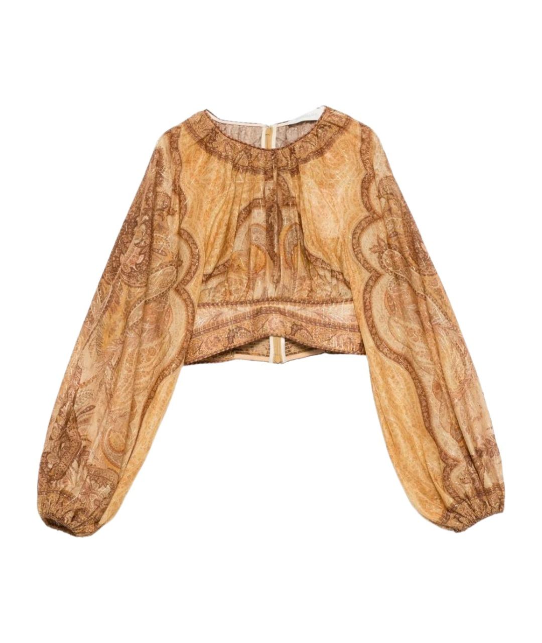 ZIMMERMANN Коричневая хлопковая блузы, фото 1
