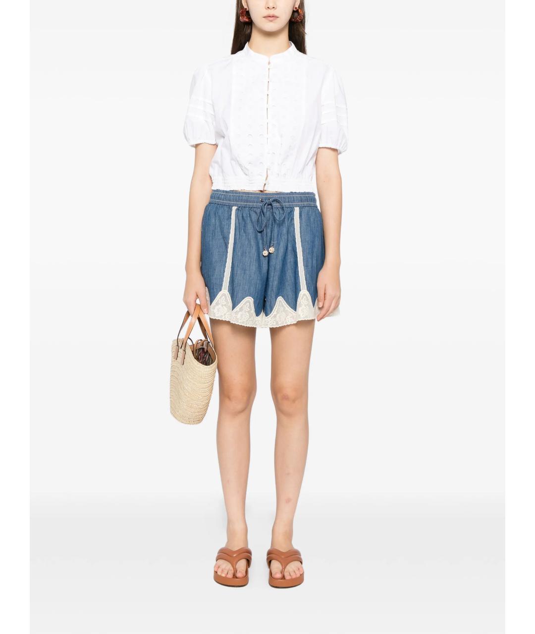 ZIMMERMANN Синие хлопковые шорты, фото 2