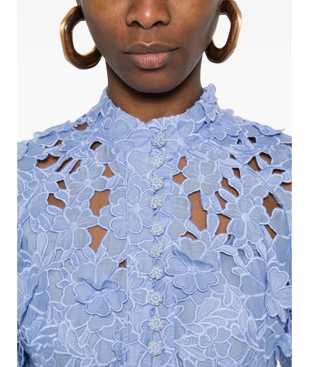 ZIMMERMANN Голубое хлопковое коктейльное платье, фото 5