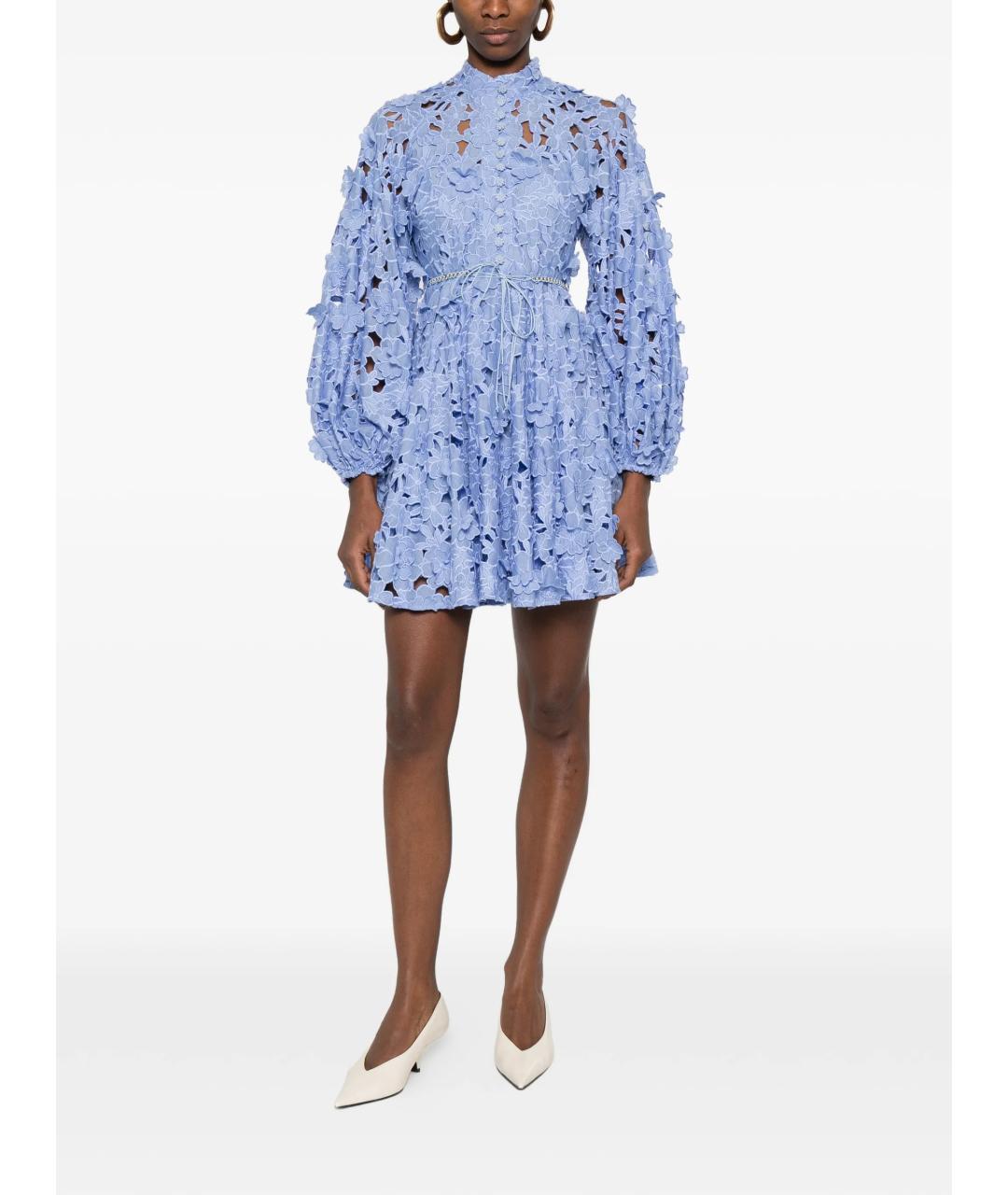 ZIMMERMANN Голубое хлопковое коктейльное платье, фото 2