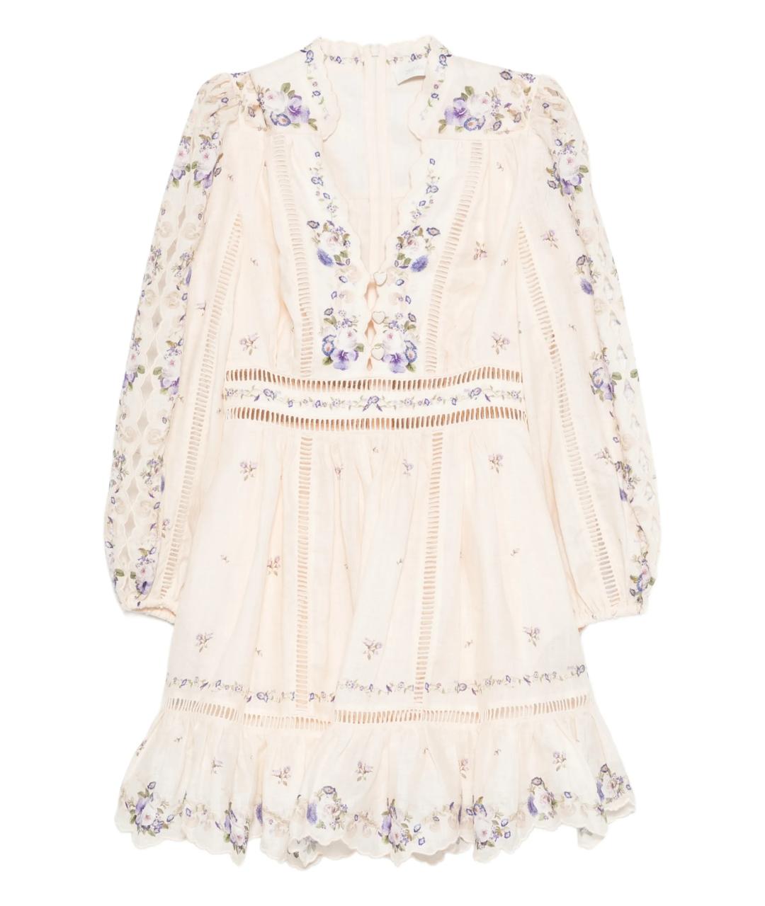 ZIMMERMANN Белое льняное повседневное платье, фото 1