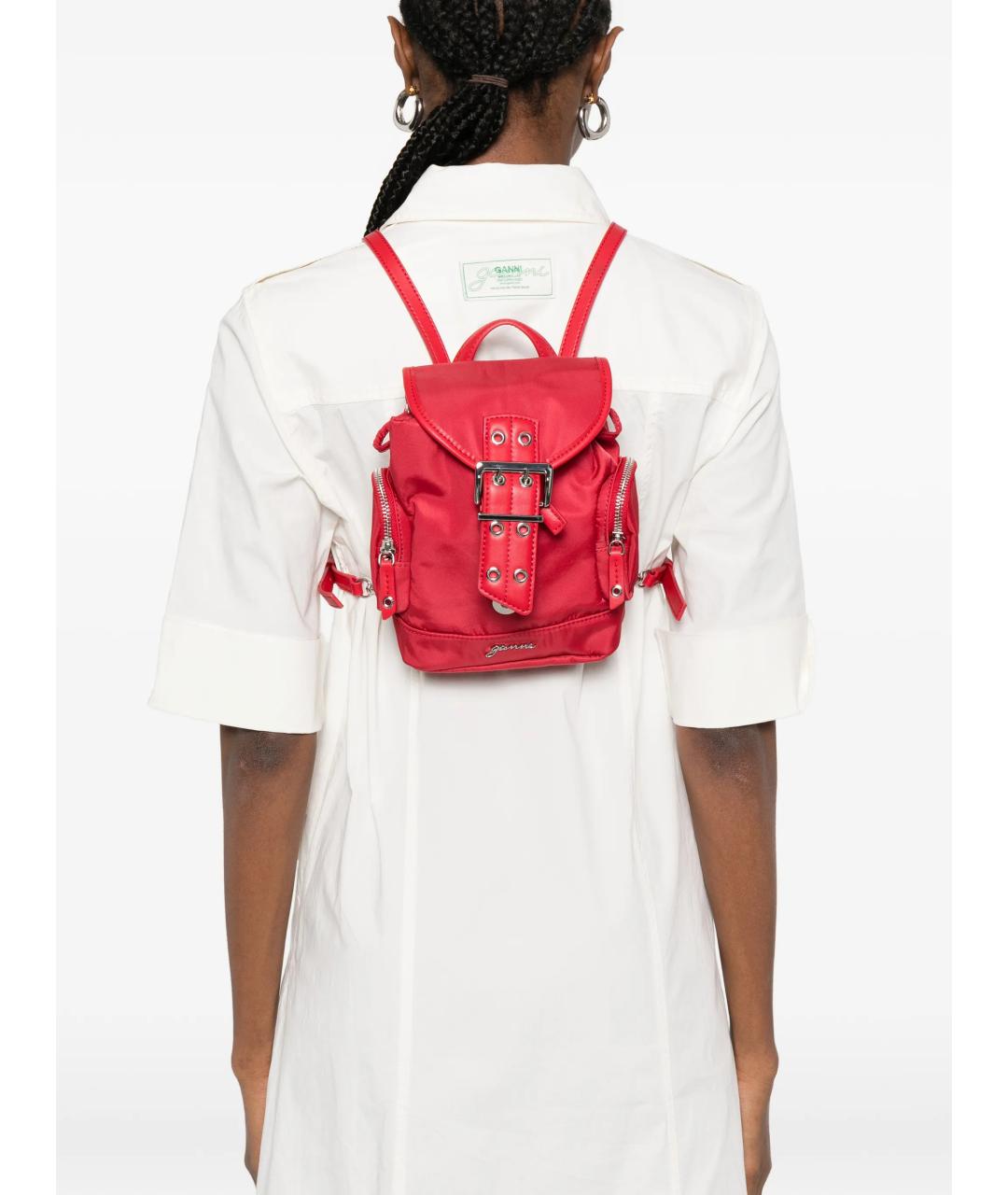 GANNI Красный тканевый рюкзак, фото 2