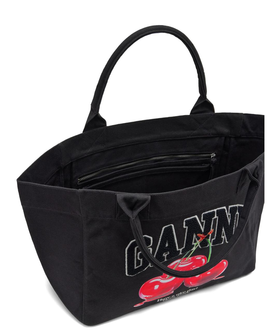 GANNI Черная тканевая сумка тоут, фото 4