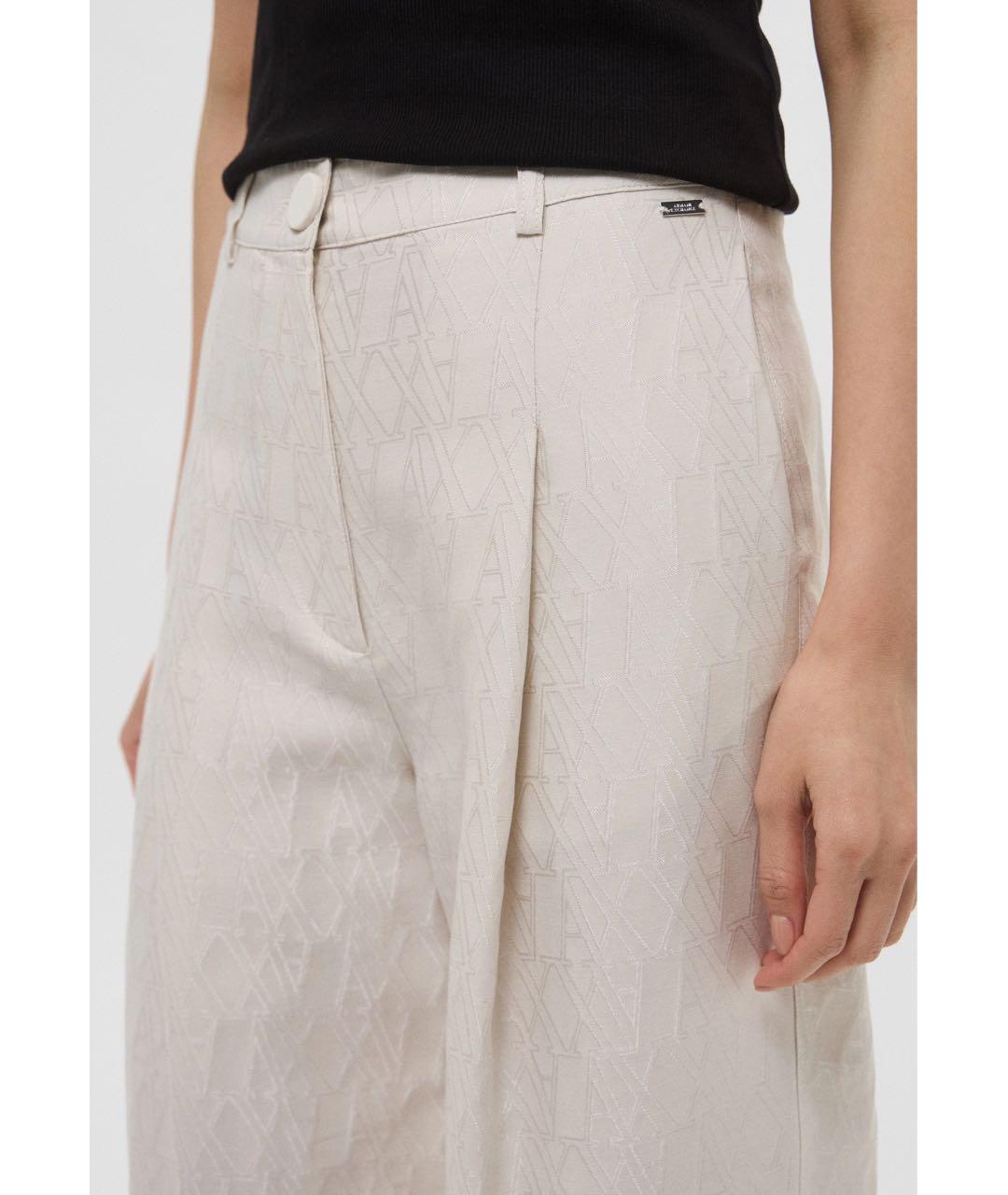 ARMANI EXCHANGE Бежевые хлопковые брюки широкие, фото 4