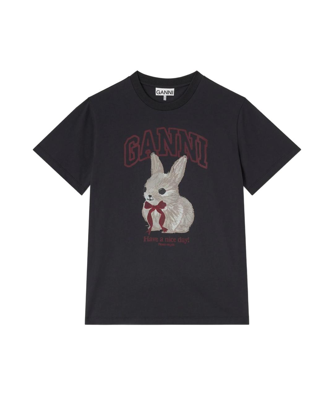 GANNI Серая хлопковая футболка, фото 1