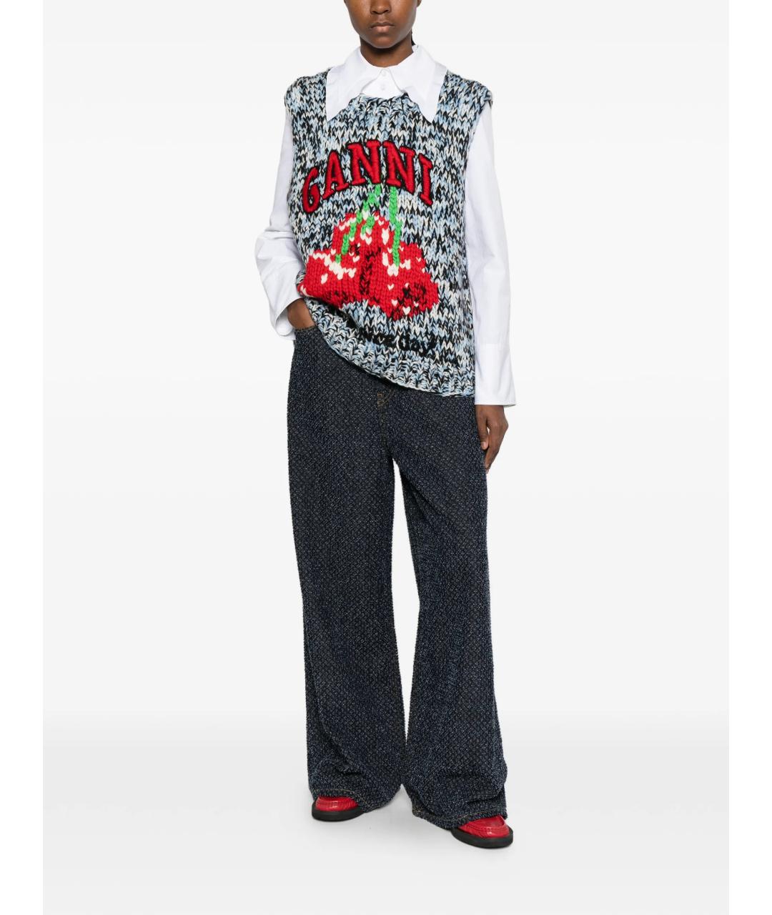 GANNI Синяя шерстяная жилетка, фото 2
