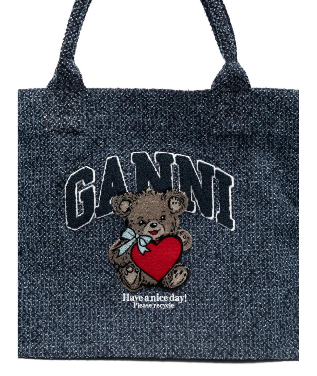 GANNI Синяя тканевая сумка тоут, фото 4