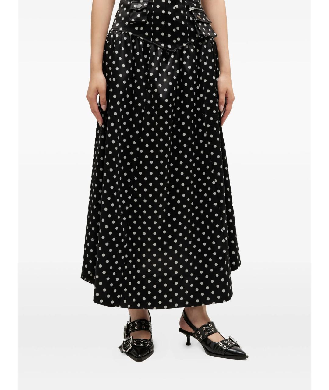 GANNI Черная полиэстеровая юбка миди, фото 3