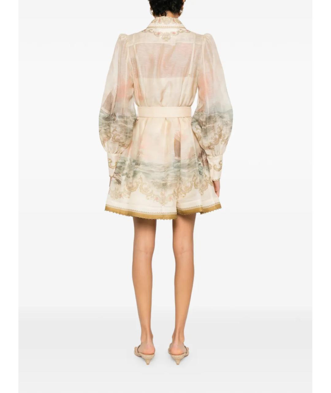 ZIMMERMANN Мульти льняное коктейльное платье, фото 4