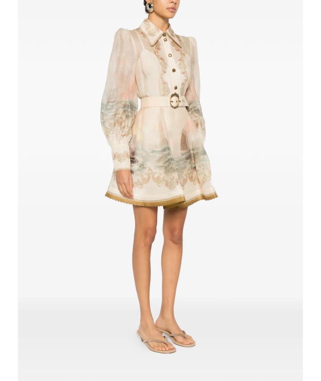 ZIMMERMANN Мульти льняное коктейльное платье, фото 3