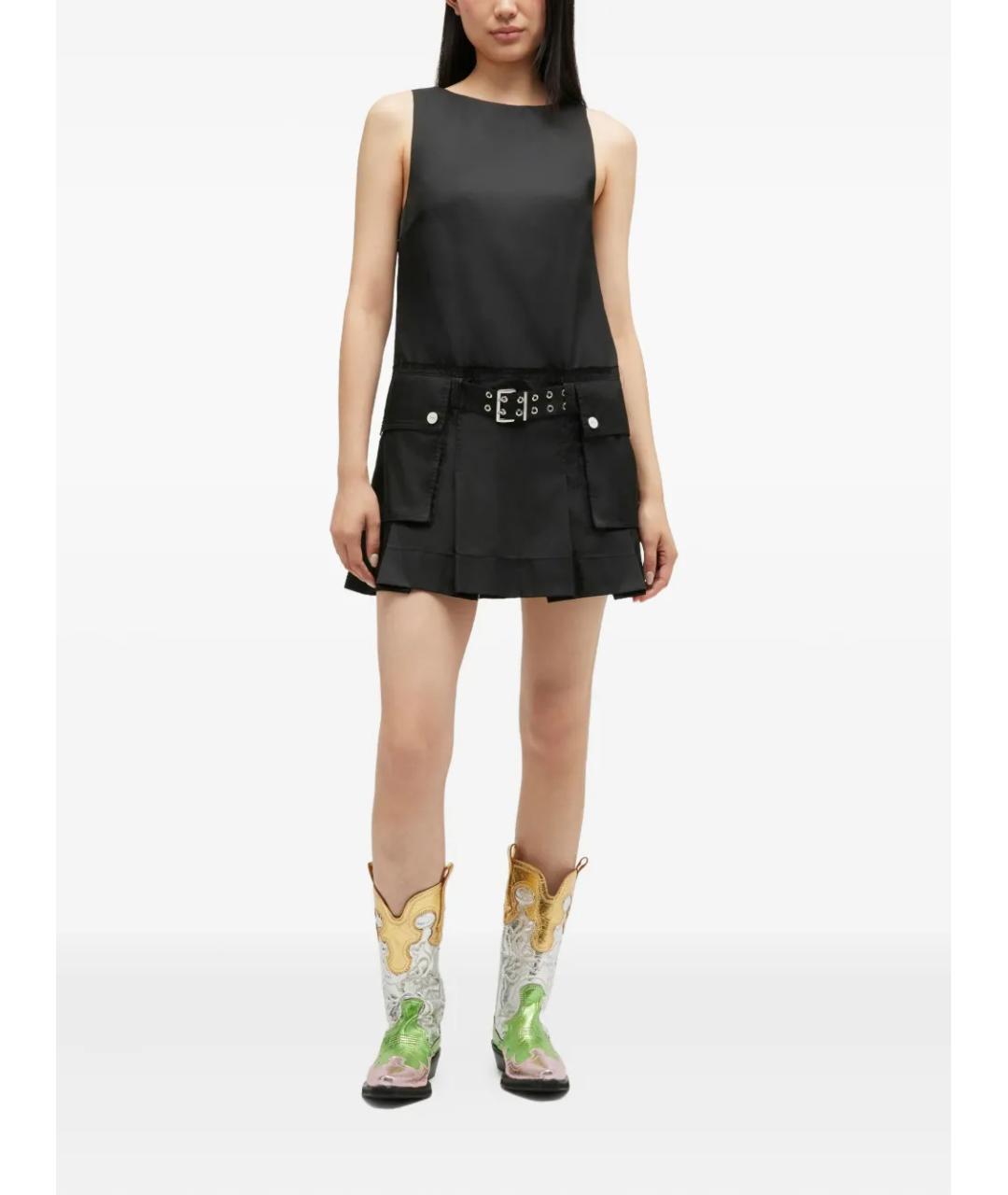 GANNI Черное полиамидовое повседневное платье, фото 2