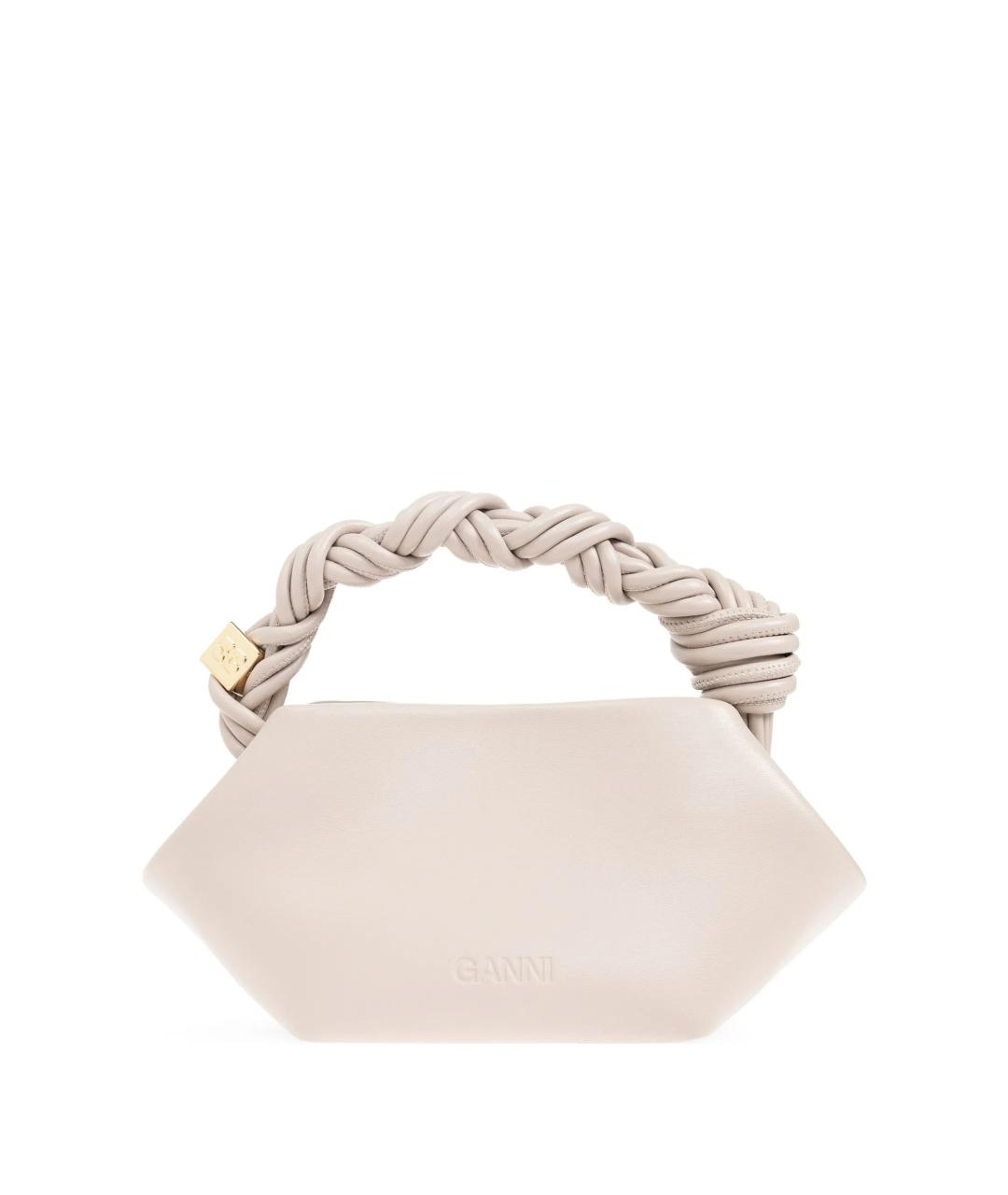 GANNI Бежевая кожаная сумка тоут, фото 3