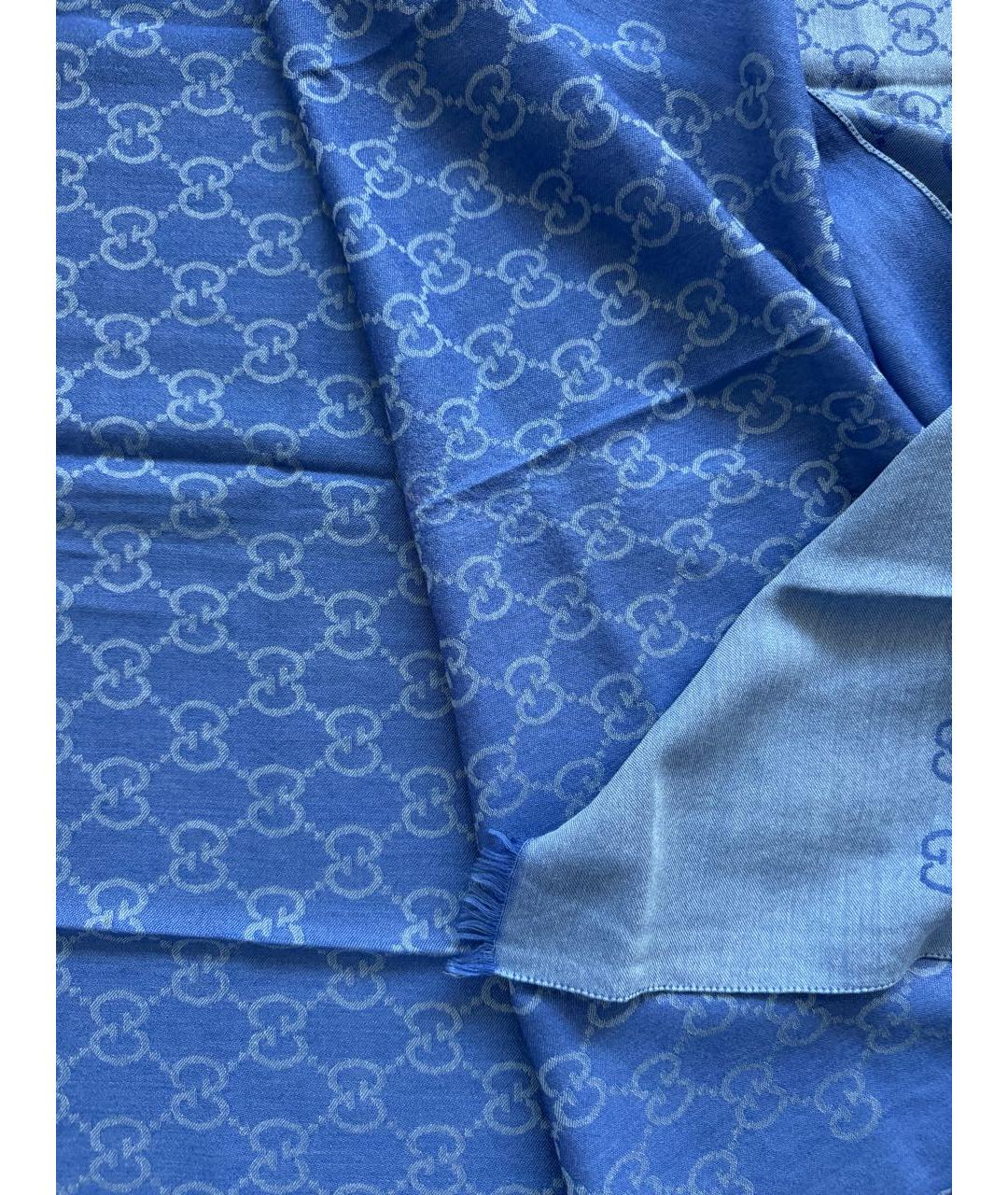GUCCI Синий кашемировый шарф, фото 6