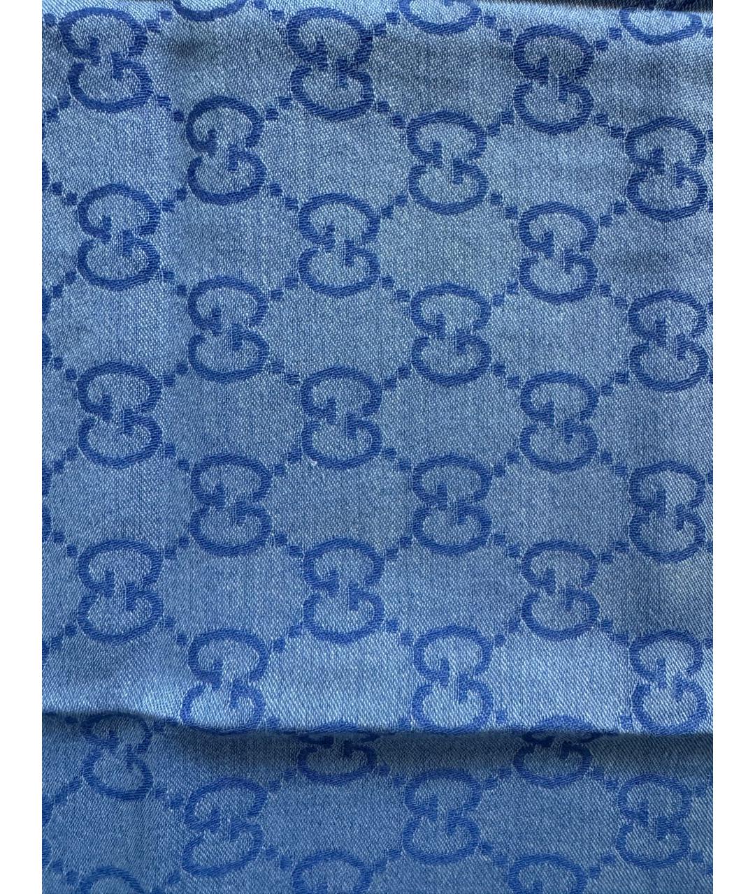 GUCCI Синий кашемировый шарф, фото 4