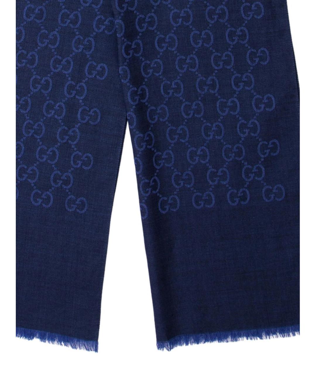 GUCCI Синий кашемировый шарф, фото 2