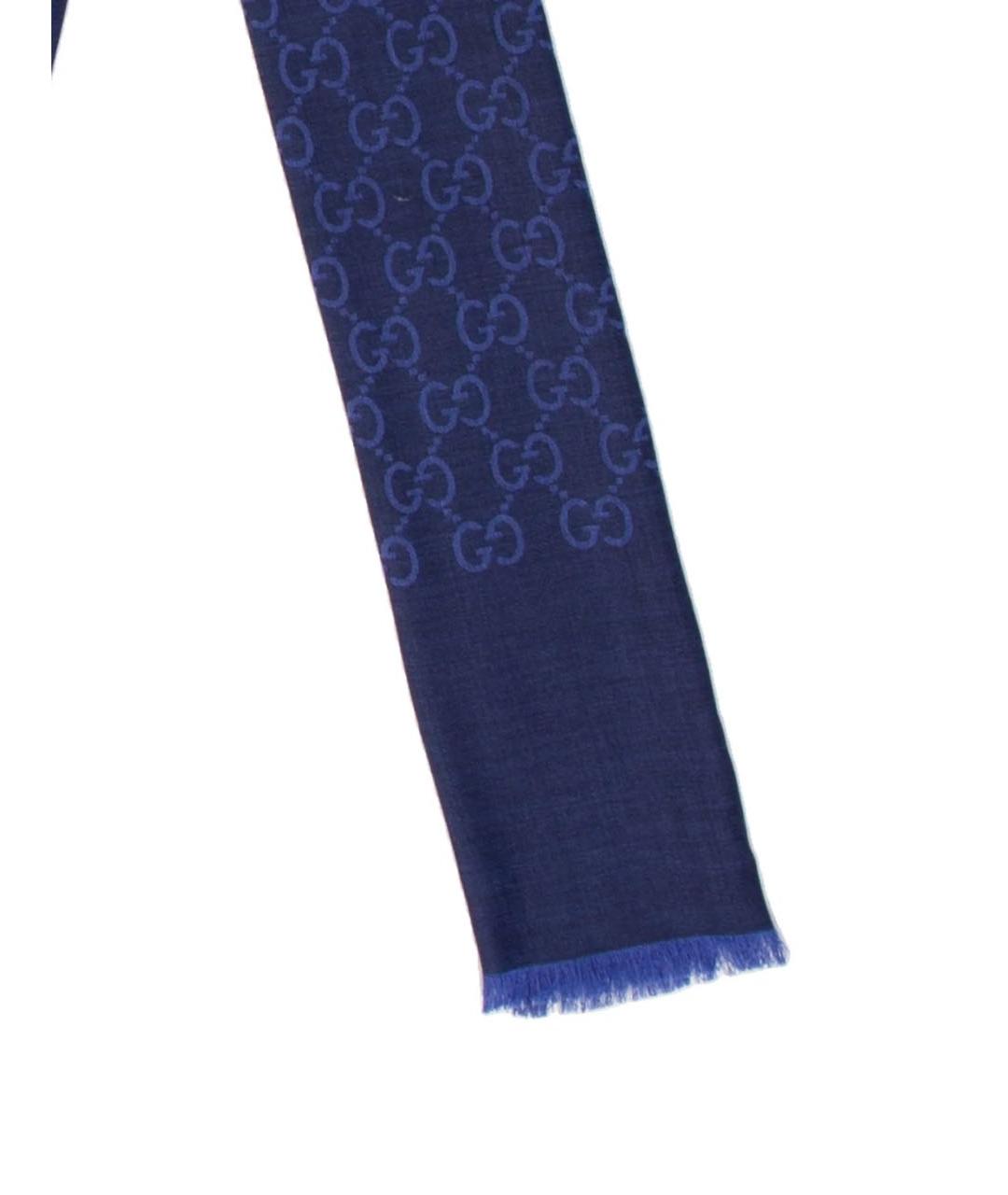 GUCCI Синий кашемировый шарф, фото 3