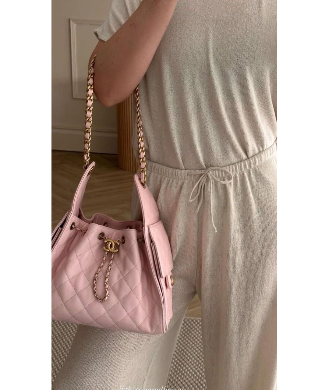 CHANEL Розовая кожаная сумка через плечо, фото 8