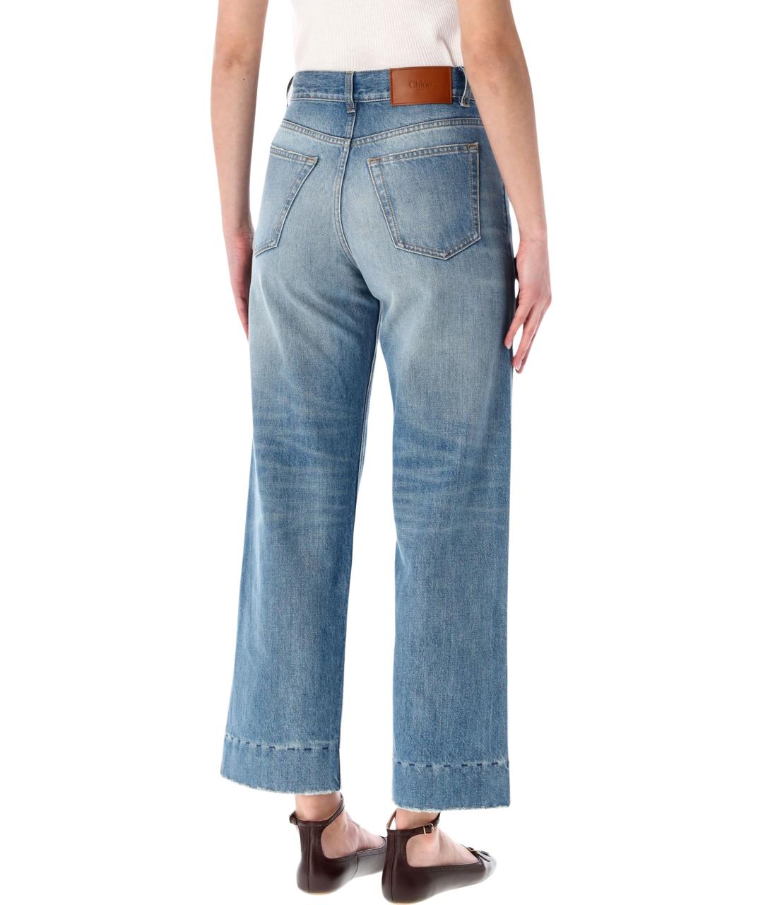 CHLOE Голубые хлопковые прямые джинсы, фото 2