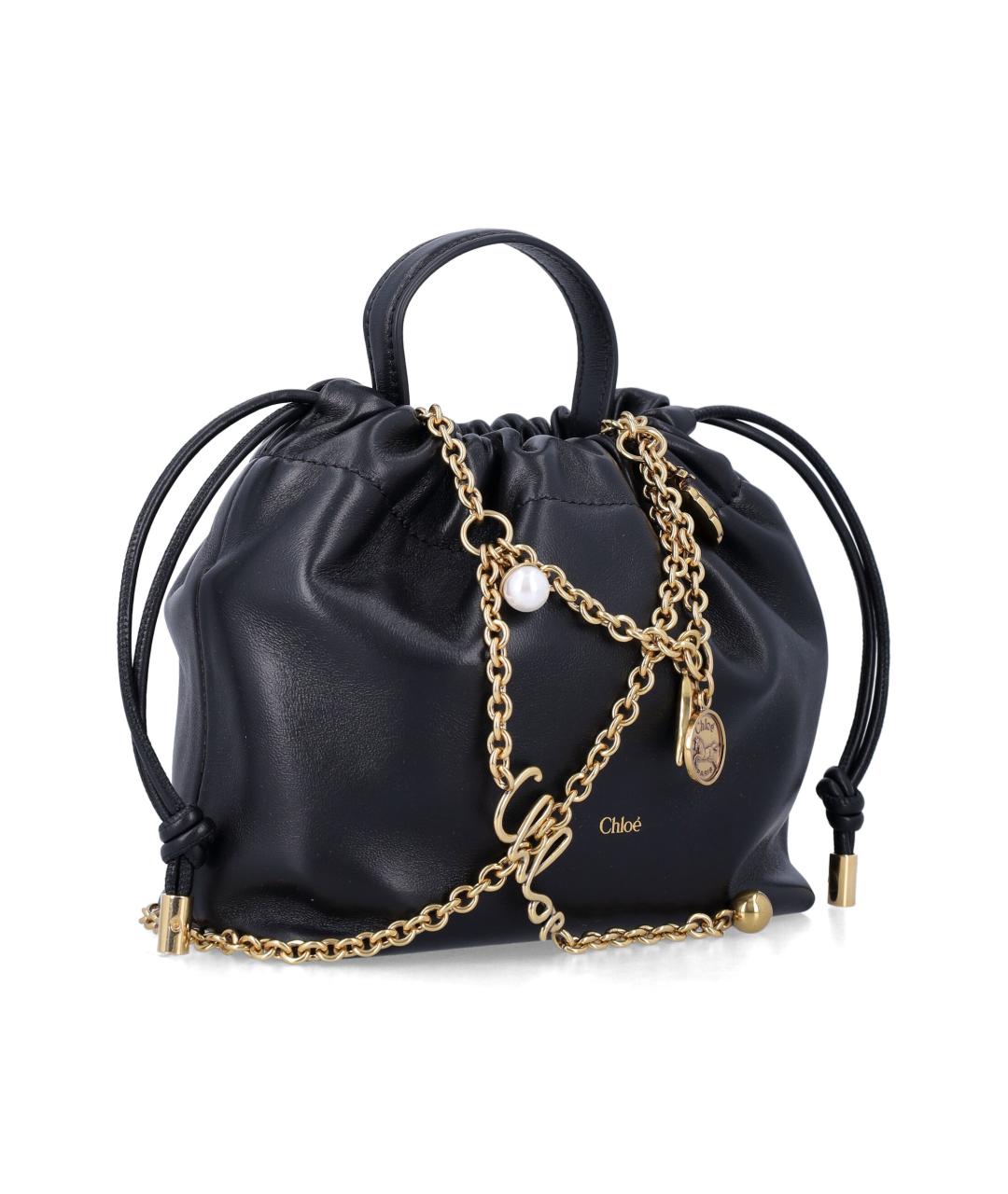 CHLOE Черная кожаная сумка с короткими ручками, фото 2