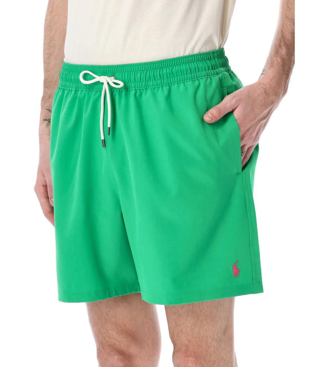 POLO RALPH LAUREN Зеленые полиэстеровые шорты, фото 3