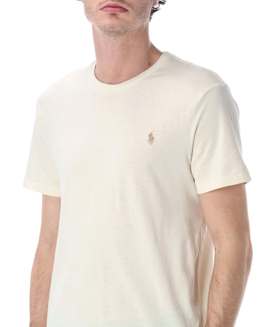 POLO RALPH LAUREN Бежевая хлопковая футболка, фото 3
