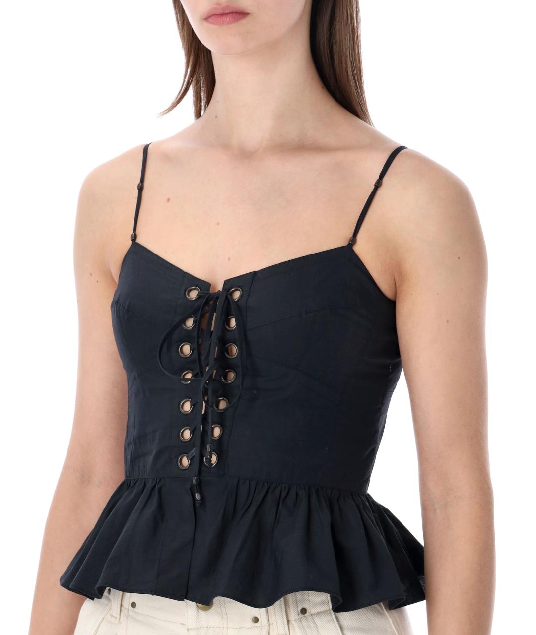 ISABEL MARANT ETOILE Черная хлопковая майка, фото 3