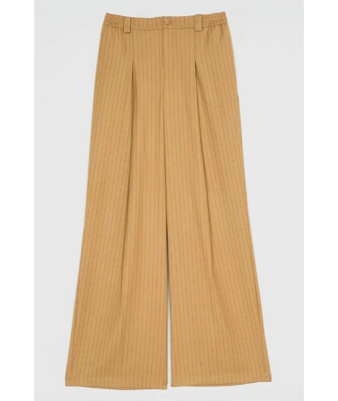 TWIN-SET Бежевые полиэстеровые брюки широкие, фото 4