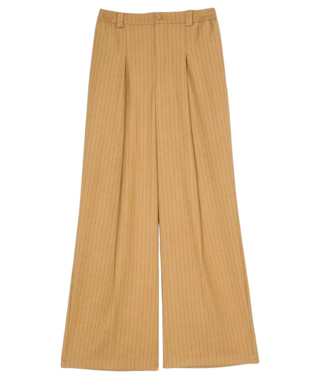 TWIN-SET Бежевые полиэстеровые брюки широкие, фото 1