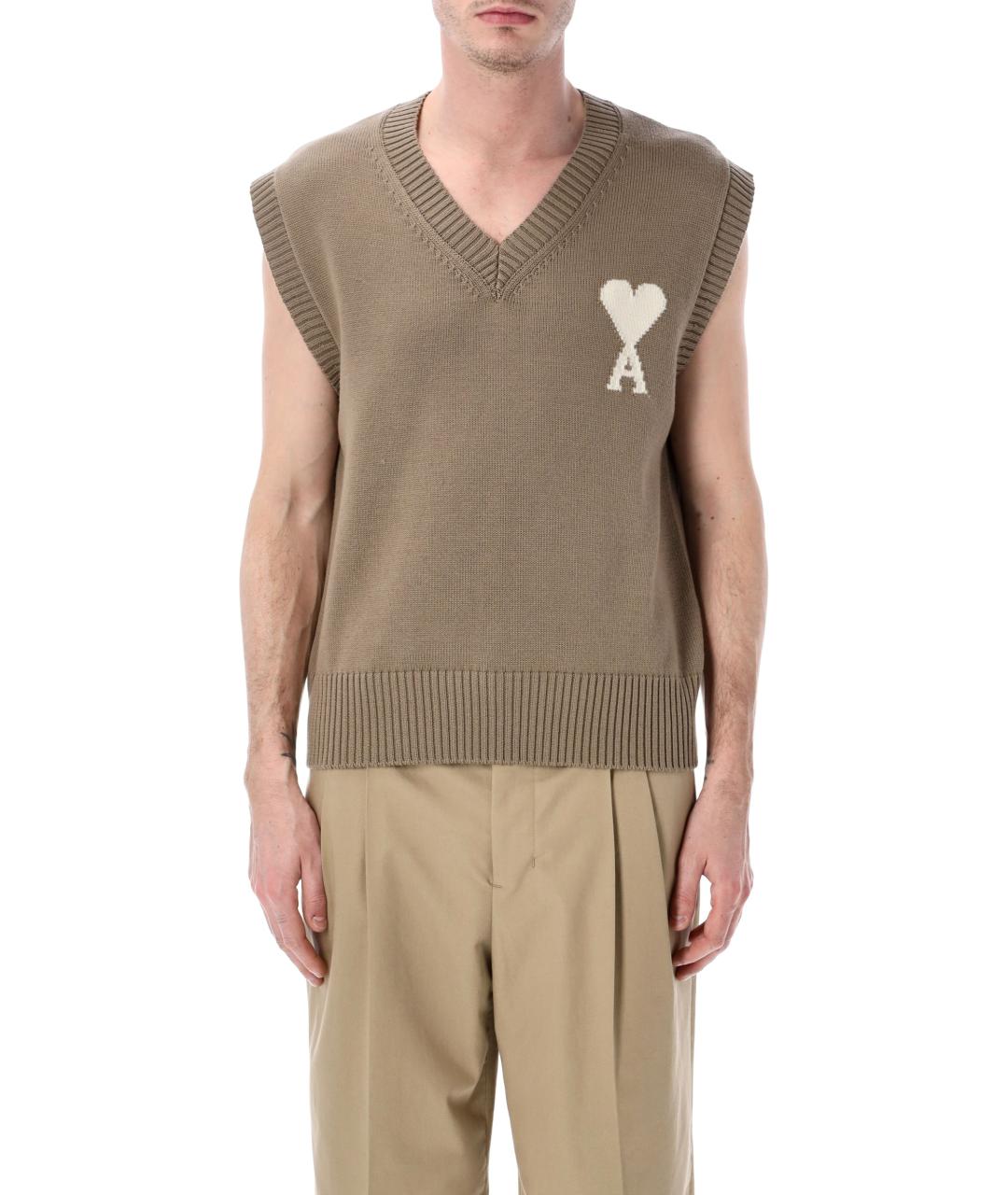 Ami Paris Бежевая шерстяная жилетка, фото 1