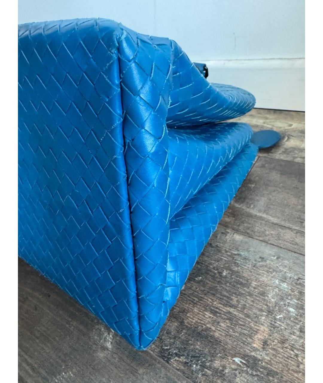 BOTTEGA VENETA Синяя кожаная сумка с короткими ручками, фото 8