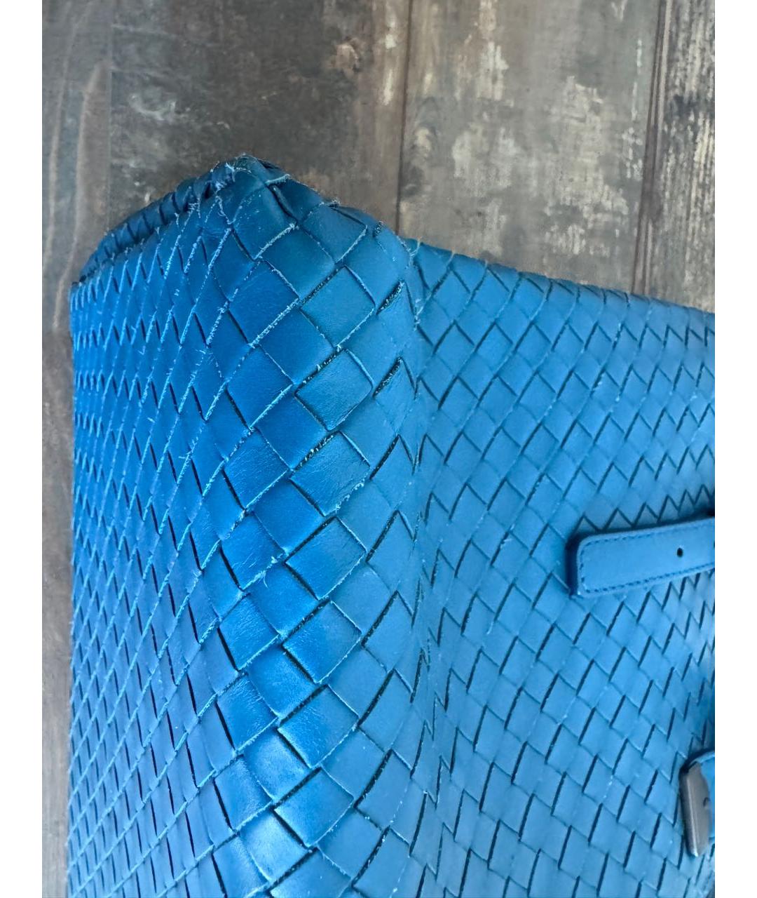 BOTTEGA VENETA Синяя кожаная сумка с короткими ручками, фото 6