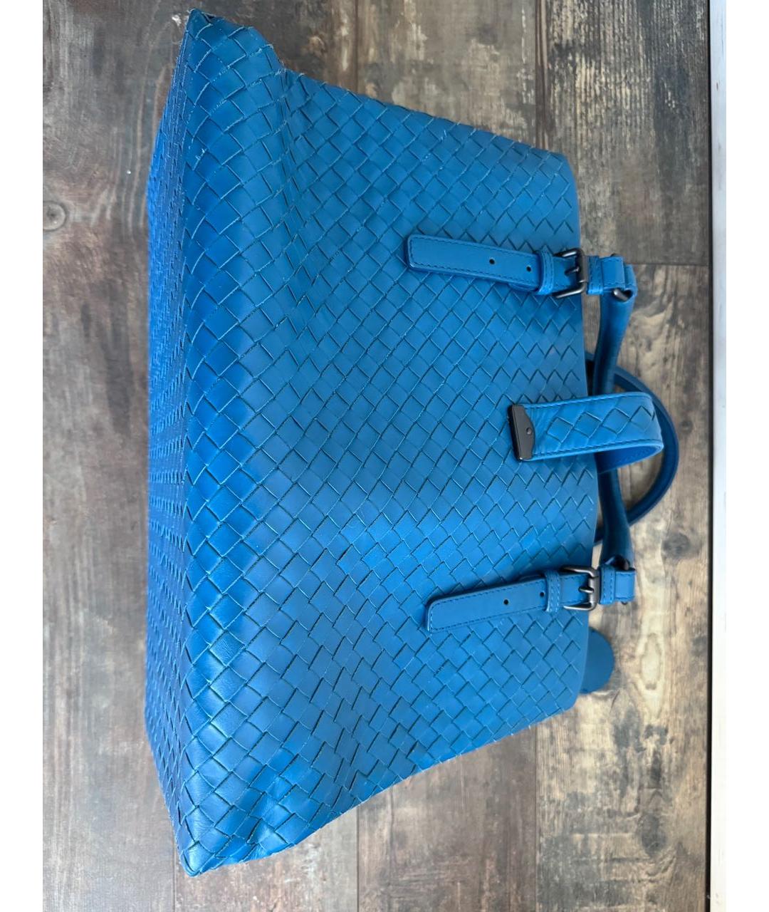 BOTTEGA VENETA Синяя кожаная сумка с короткими ручками, фото 5