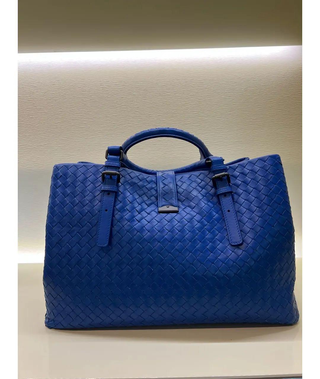 BOTTEGA VENETA Синяя кожаная сумка с короткими ручками, фото 2